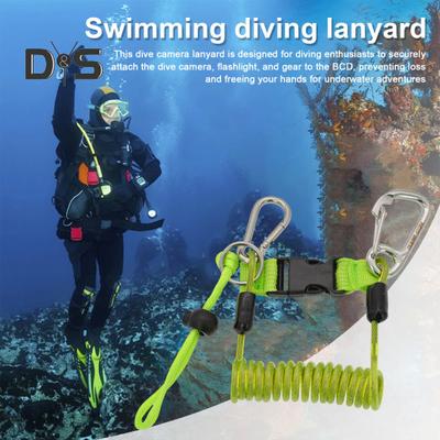 Scuba Diving Coil Landyard Stainless Steel Spring Lanyard with Quick Release Buckle Swimming Safety Rope for Underwater Camera Flashlight