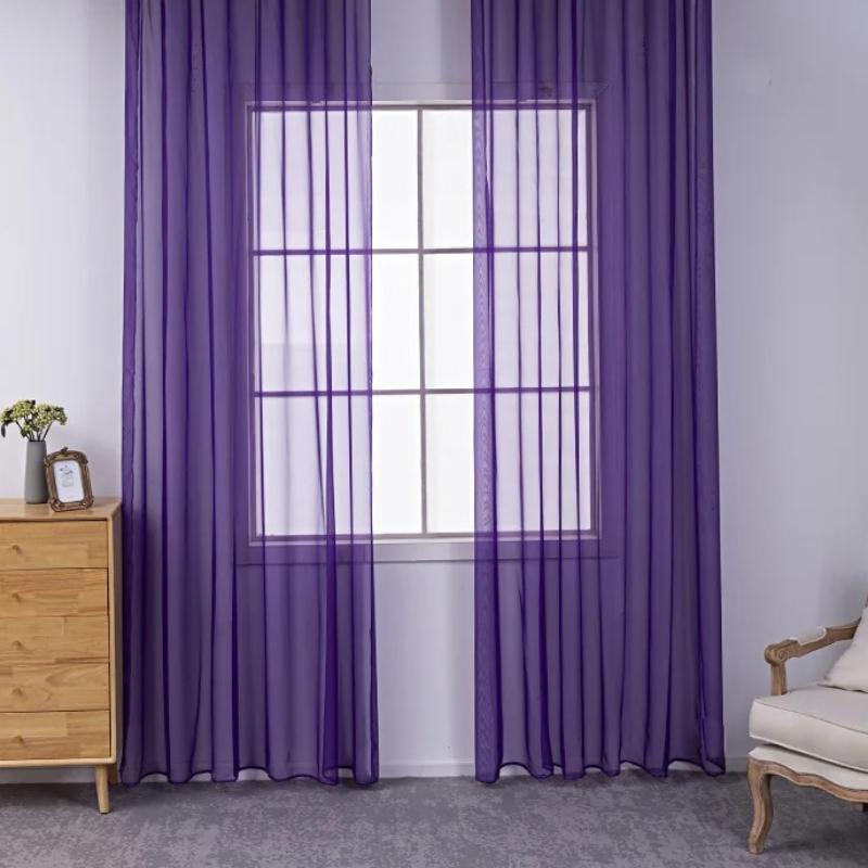 1pcs Beautiful Home Decoration Curtain Translucent Solid Color Gauze Curtains Gorgeous Hotel Living Room Decor Window Blind