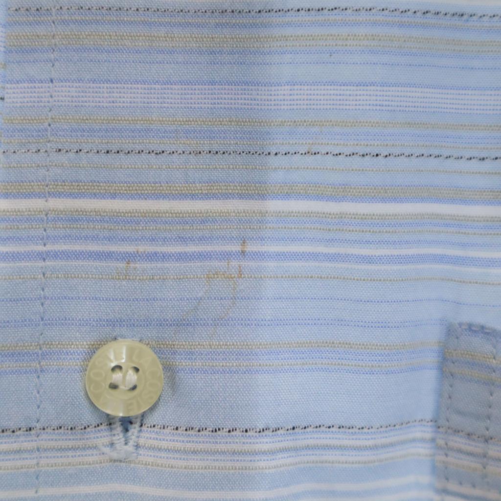 LACOSTE made in Japan Border Pattern Short sleeve shirt 3 Blue Men's Used