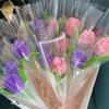Romantic 30cm Knitting Flower Rose Tulips Handmade Gifts Knitted Tulip Bouquet Crochet Fake Floral Wedding Party Decor