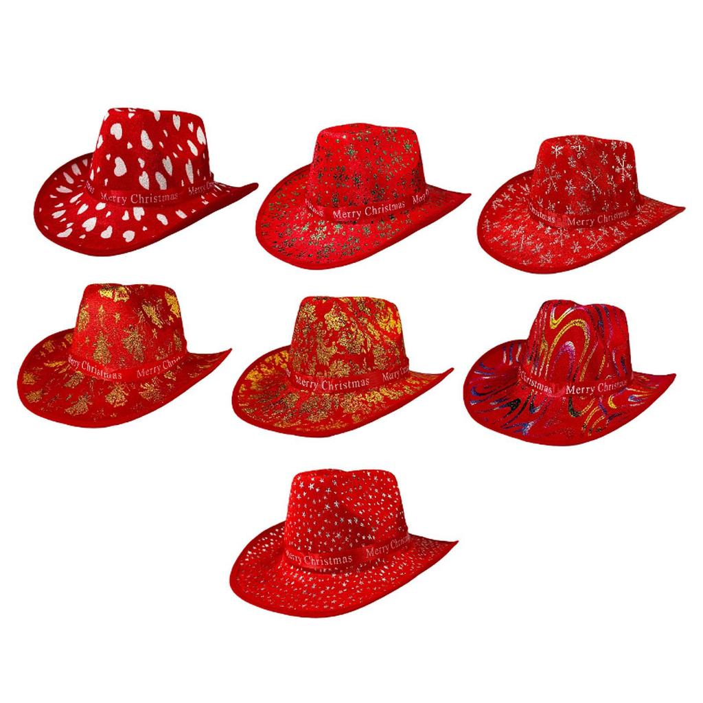 Christmas Cowboy Hat Fashion Casual Christmas Hat for Festivals Prop Cosplay
