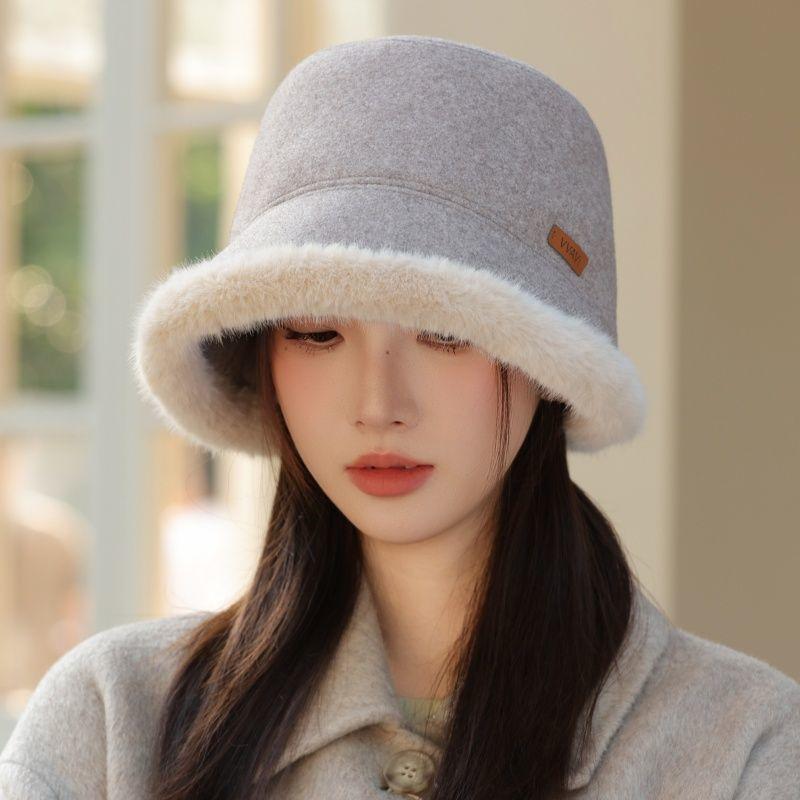 Plush Warm Thickened Bucket Hat Women's Autumn and Winter Cold and Windproof Ear Protection Basin Hat