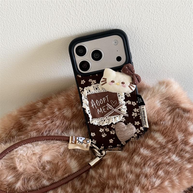 Floral 3D Heart Cat Head iPhone 17/16 Pro Max/15/14 Autumn/Winter Case
