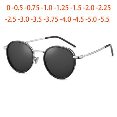 Retro Street Shooting Ladies Sunglasses Famous Luxury Brand Design Round Frame Women's Glasses Prescription 0 -0.5 -0.75 To -6.0