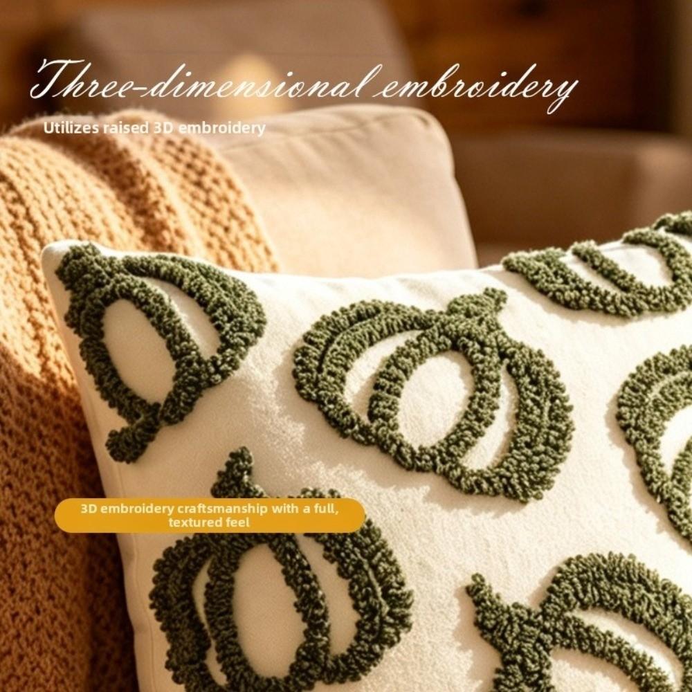 Zipper Closure Throw Pillow Covers Embroidered Pumpkin Fall Pillow Covers Autumn Decor