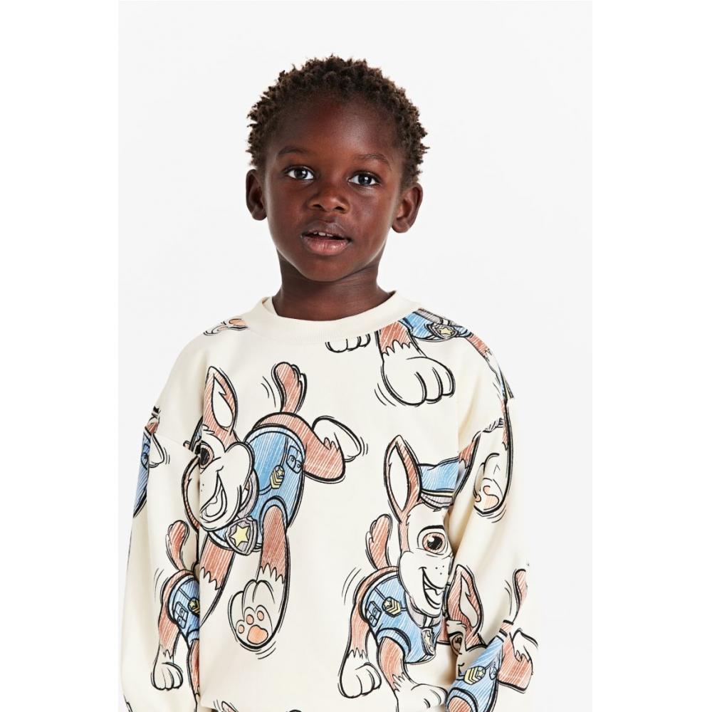 

H M print oversized sweatshirt natural white puffy rescue