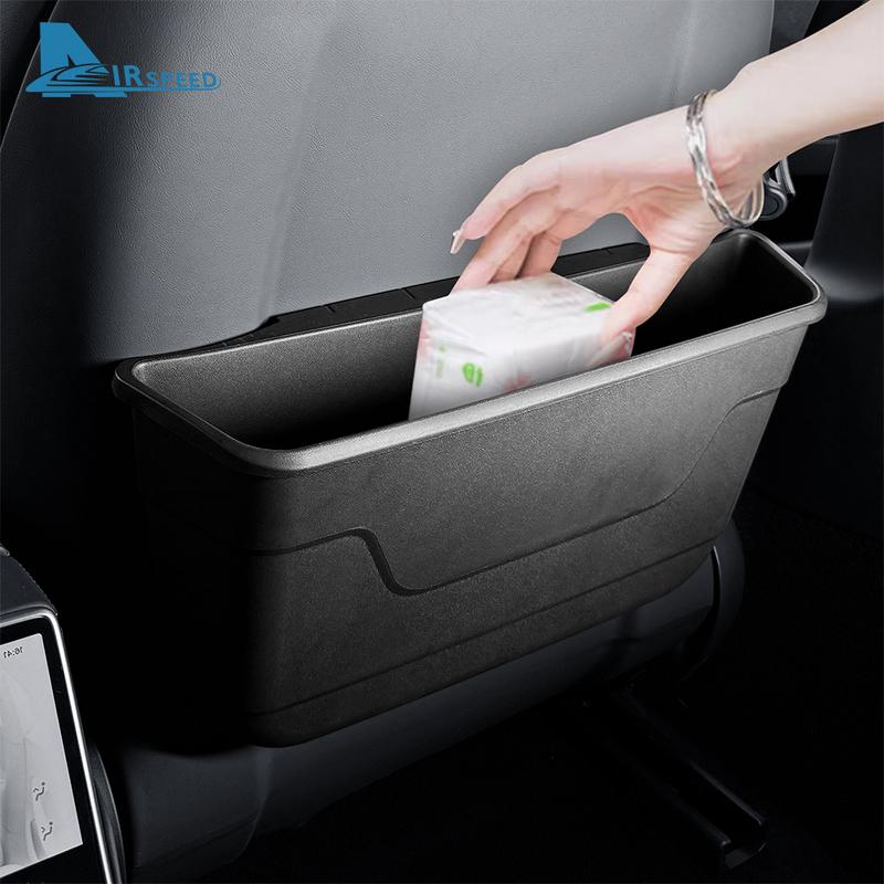 Car Seat Backrest Storage Box for Tesla Model 3 Highland 2024 2025-UP Garbage Trash Bin Tidying Car Interior Accessories
