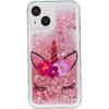 OOPKINS Glitter Case for iPhone 14 Plus, Sparkle Floating Quicksand Case for Girl Clear Soft TPU Silicone Shockproof Protective Cover for iPhone 14