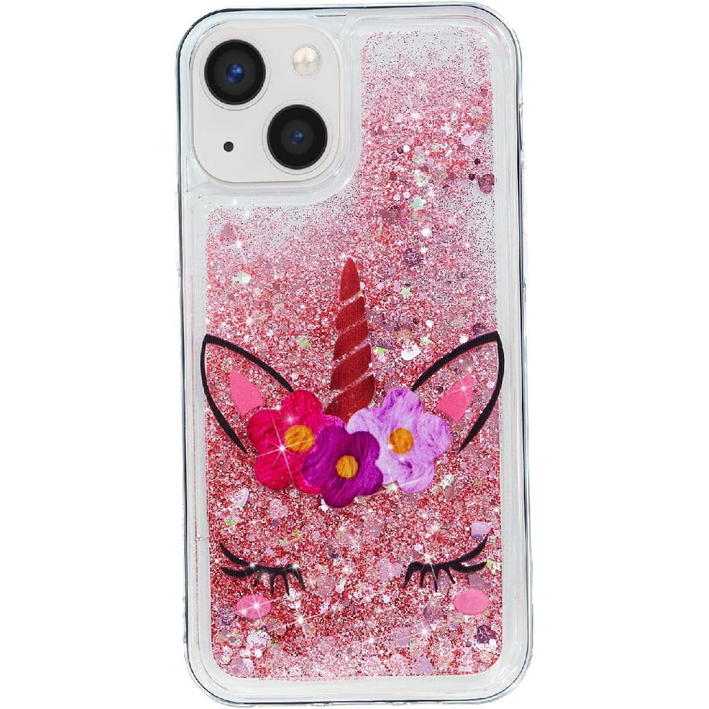 OOPKINS Glitter Case for iPhone 14 Plus, Sparkle Floating Quicksand Case for Girl Clear Soft TPU Silicone Shockproof Protective Cover for iPhone 14