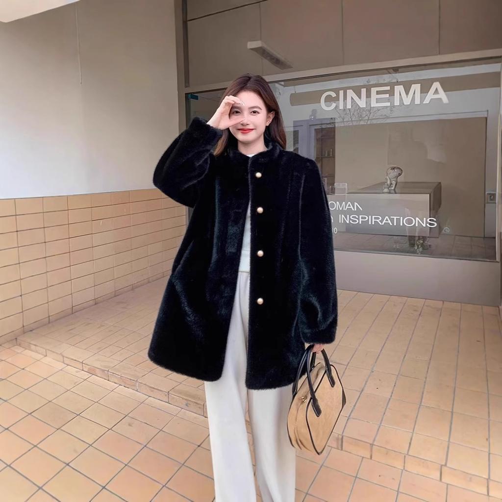 Winter new environmentally friendly fur coat women's fur integrated mink velvet stand-up collar thickened fur temperament coat