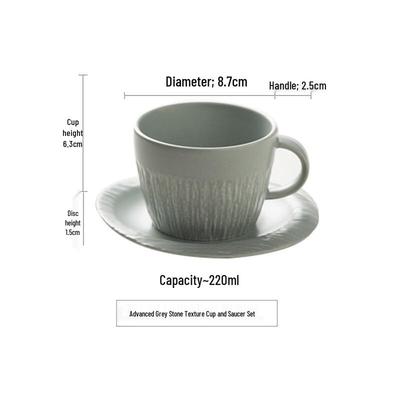 ZISIZ Stone Pattern Ceramic Coffee Mug & Saucer Set