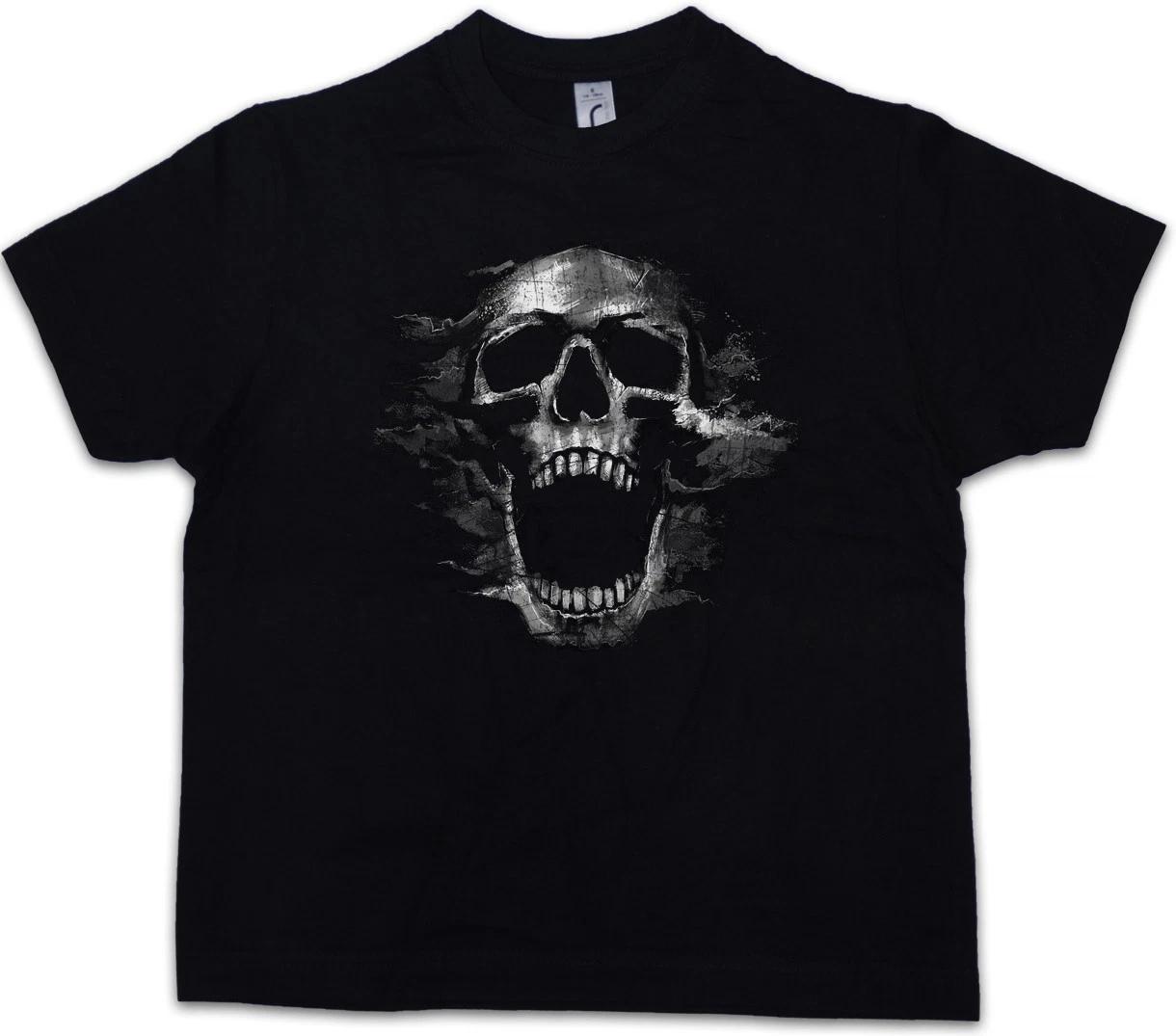 SCREAMING SKULL I Kids Boys T-Shirt Dead Tattoo Art Rockabilly Skeleton Artist 140