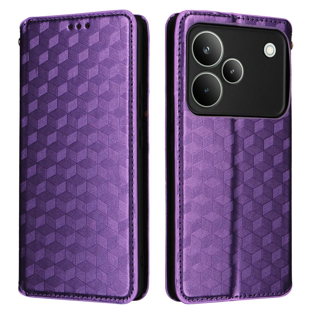 For Realme P4 Pro 5G Case Wallet Rhombus Imprinted Leather Phone Cover