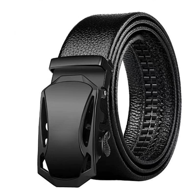

Мужской ремень с автоматической пряжкой и железной пряжкой, деловой пояс с узором личи из ПВХ 120cm