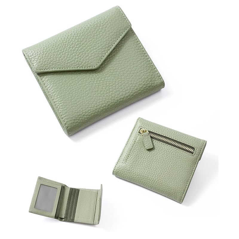 

[Brandpom] mini wallet wallet ladies trifold wallet bifold wallet genuine leather leather Fashionable bp-1086 opal green