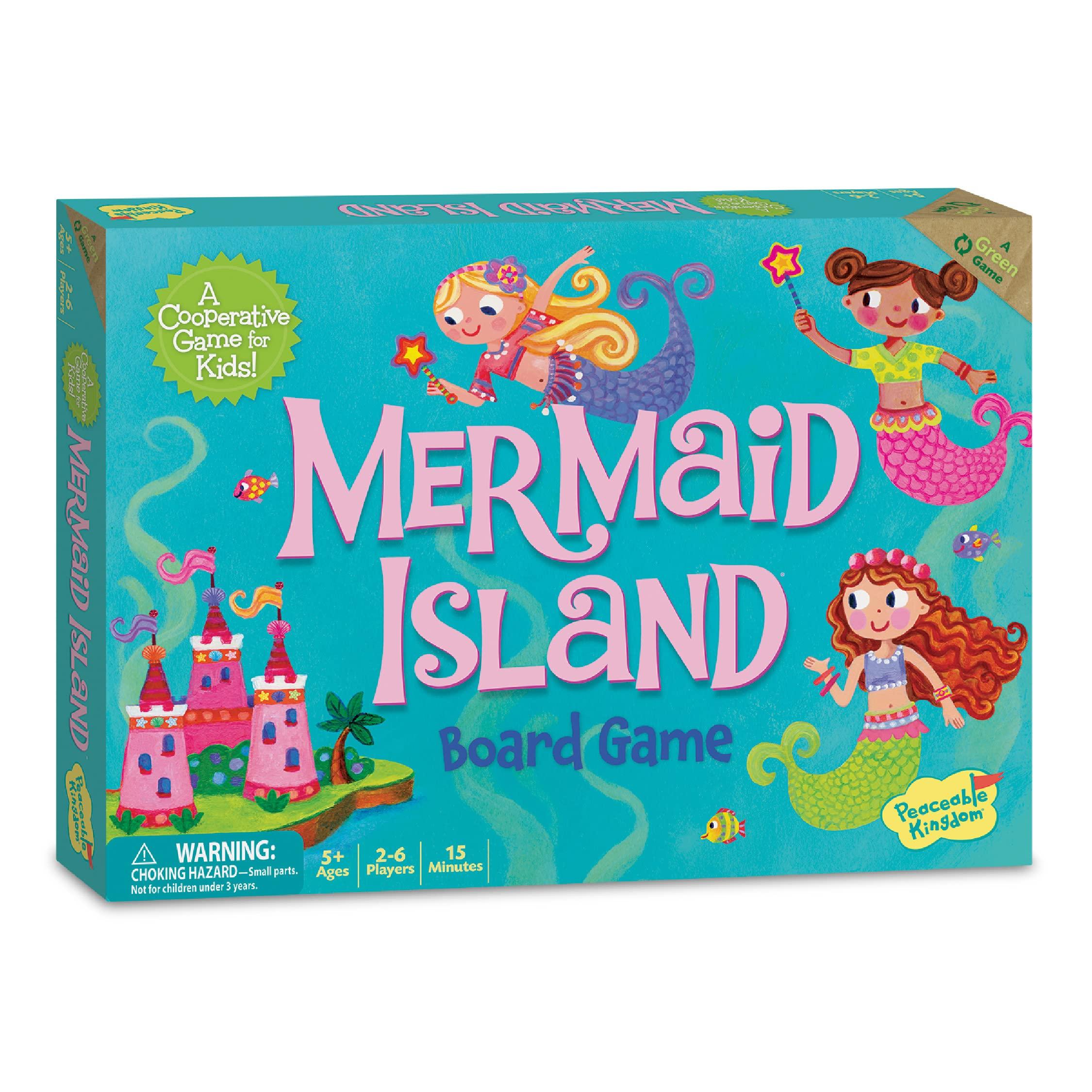 

MindWare Peaceable Kingdom Cooperative Board Mermaid Island Authentic Children s Game, Sugoroku, GM107,