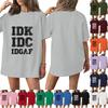 Women's Neck Short Sleeve Tee with Fun Letter Print Color Top
