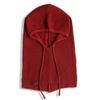 Drawstring Closure Neck Warmer Hat Thick Knit Winter Pullover Hat  For Women Man