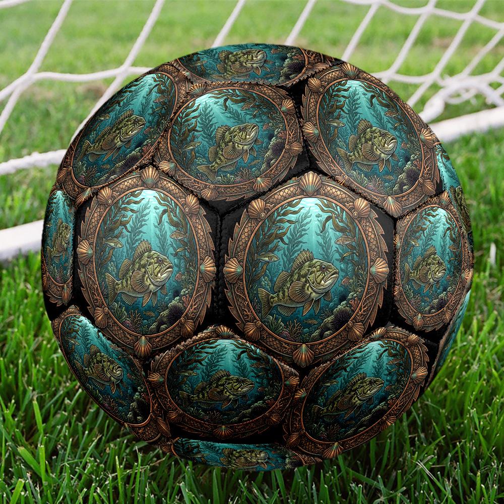 Underwater Marine Life Scene Round Football Size 5 Adult Ball Suitable for Training Matches and Outdoor Team.