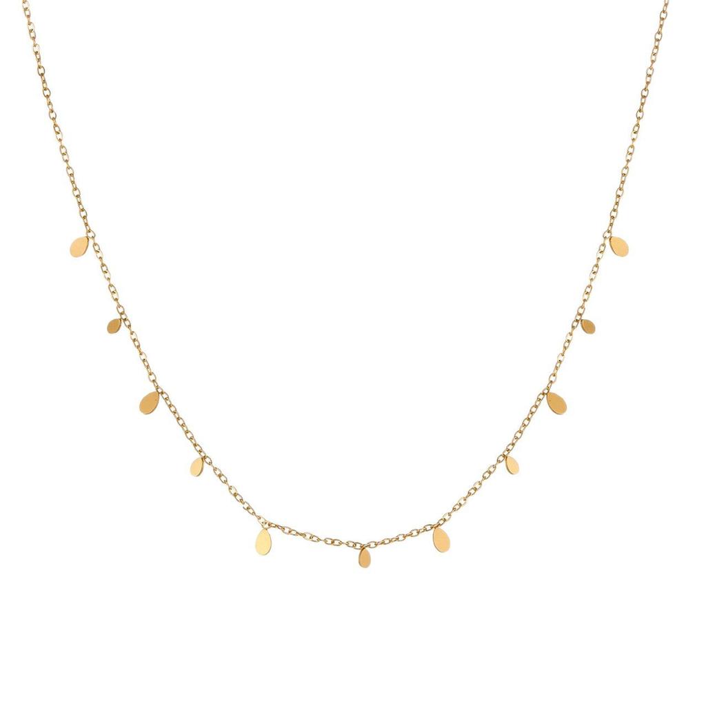 Light Luxury New Water Drop Pearl Bamboo Chain Necklace Women's Niche Design Collarbone Chain 18K Gold Accessories