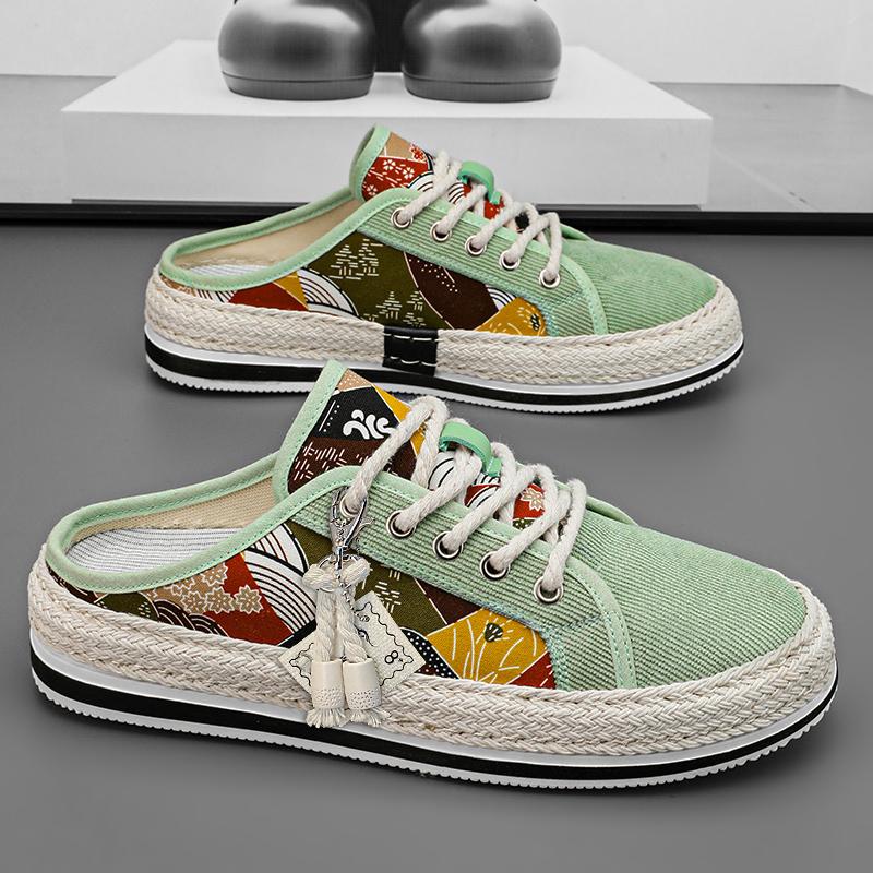 High Quality Men Half Slippers Sandals Comfortable Casual Shoes for Men Fashion Sneakers Anime Men Slides Footwear Straw Weaving