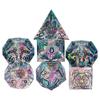 Cusdie Sharp Edges Dice DND Patterned D&D Dice Board Games 7 Handcrafted Polyhedral Dice Set for Role Playing Game Pathfinder