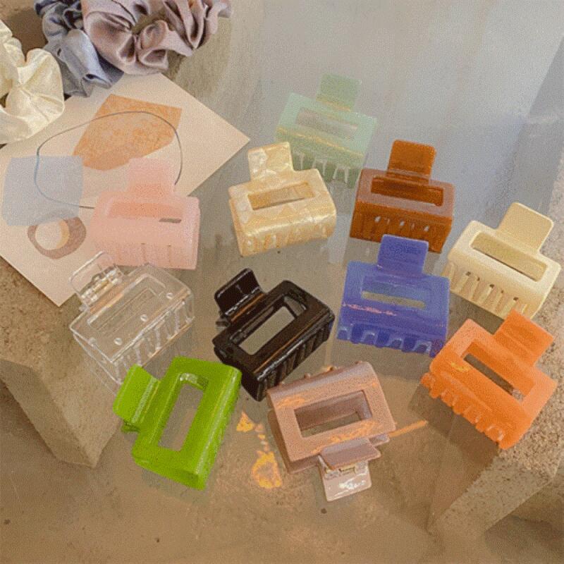 Women s 10-color mini color square hair clip A21863_Green