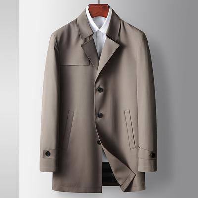 Spring and Autumn New Lapel Young and Middle-aged Light Luxury Business Solid Color Casual Trench Coat Tide