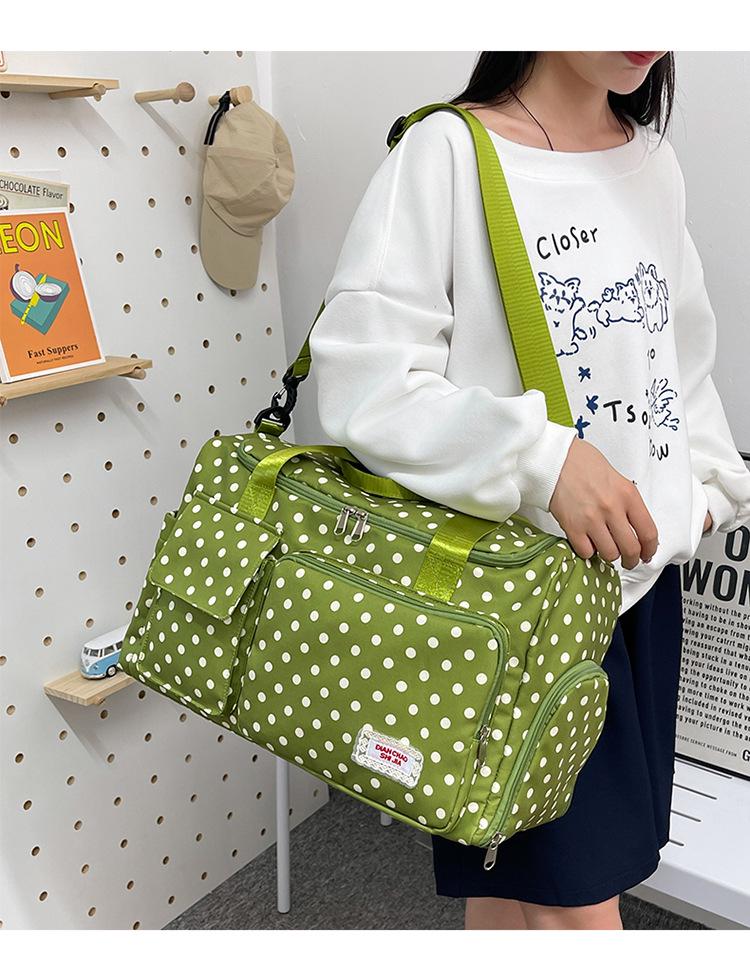 Stylish Polka Dot Travel Bag: Large Capacity, Wet/Dry Separation, Ideal for Business Trips & Fitness