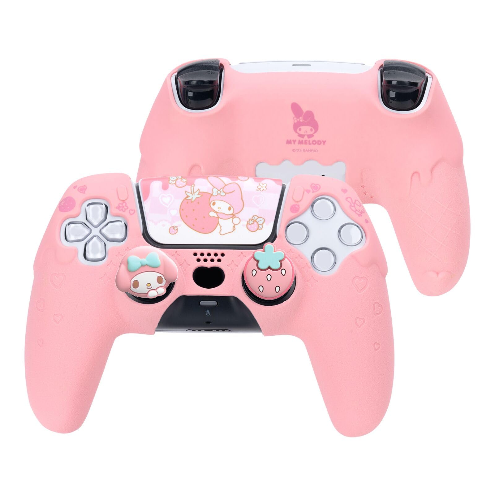 

Kuitmor PS5 Controller Silicone Soft Skin Case with Protective Case for PlayStation Controller Easy to Dustproof Cover, Sticker, 5, Cute, Compatible, рожевий