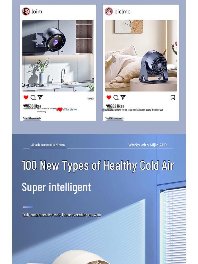 2025 Rechargeable Desktop Fan for Home, Office, Dormitory, Bedroom - Wall-Mountable & Hole-Free Design