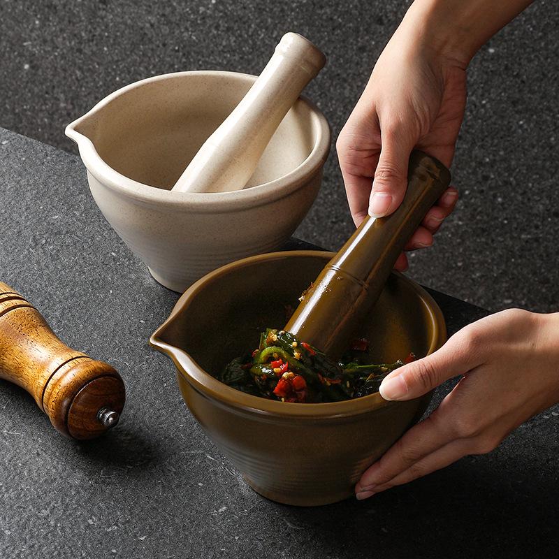 Melamine Pestle & Mortar for Mashing Ginger, Garlic, Chili, and Century Egg