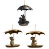 Squirrel/Cat/Dog Metal Bird Feeders Animal Holding Umbrella Bird Feeder Set Hanging Bird Feeder Dish for Yard Patio Landscape