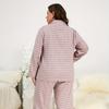Womens Oversized Plaid Pajama Set Long Sleeve Loose Fit Cotton Sleepwear Home Casual Wear