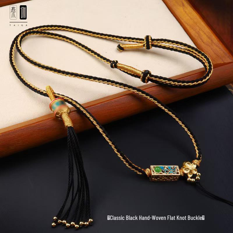 Tibetan Hand-Woven Clavicle Necklace with Colorful Thangka Pendant