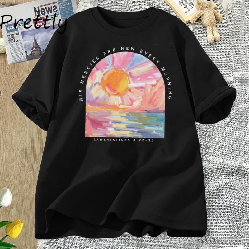 Religious Christian Women Cotton T Shirt Clothing Jesus Short Sleeve Tees Harajuku Summer Clothes Y2k Tops