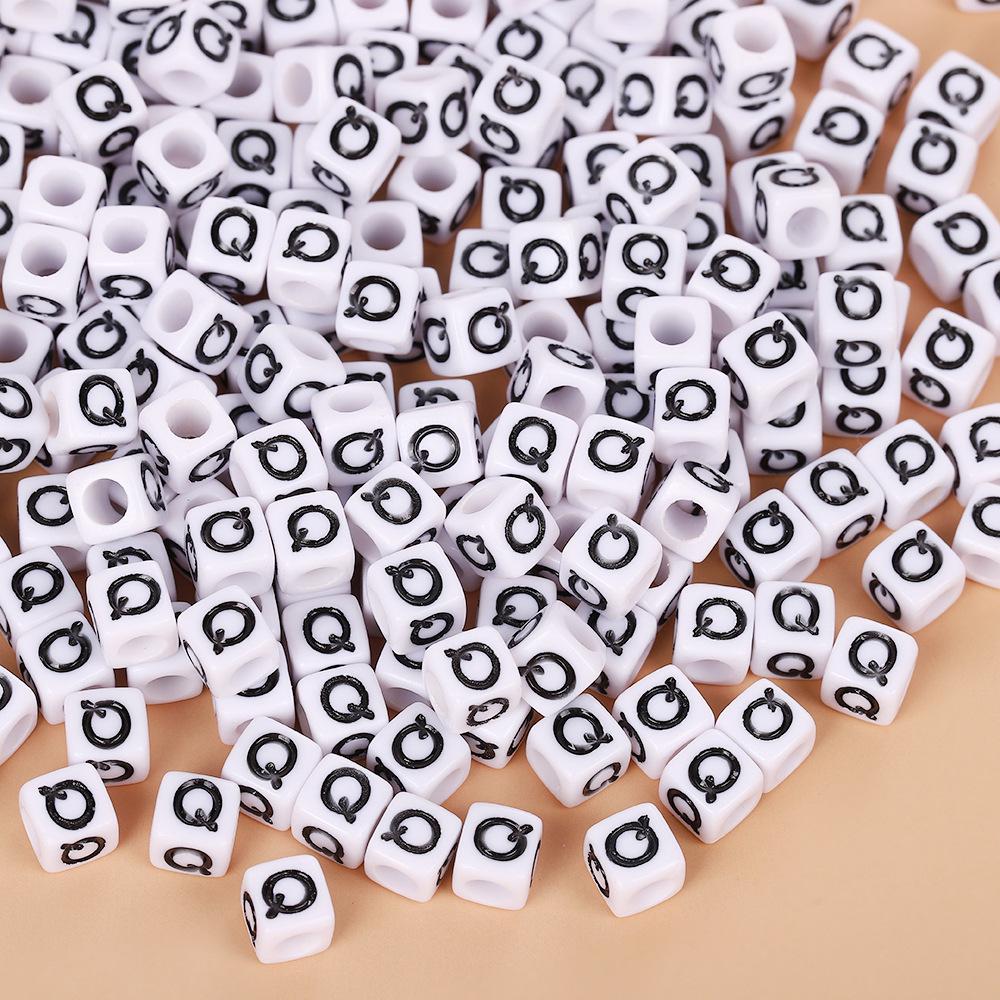 Square Acrylic A-Z English Letter Beads (6mm/7mm/8mm/10mm) for Jewelry Making