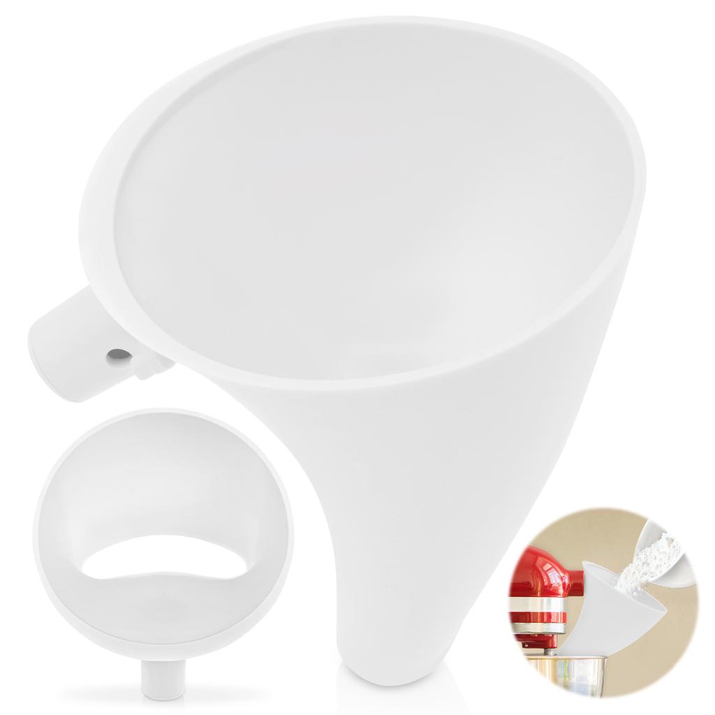 2Pcs Flour Funnel Easy Pour No Mess Flour Funnel Attachment Anti Splash Accessory Baking Tool Fits 4.5–5Qt Tilt Head Stand Mixer