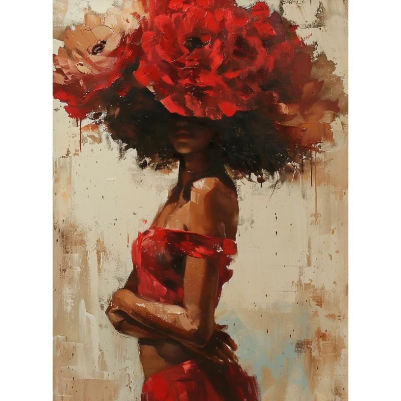 

Абстрактные цветы голова волосы черная африканская девушка женщина бохо постер холст картина настенные картины для гостиной домашний декор 21cm×30cm NoFrame