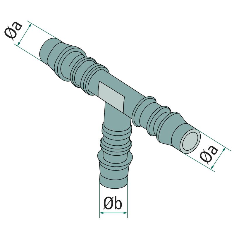 T-type connector for hose connector 8-6 PVC PN 16 bar drip line