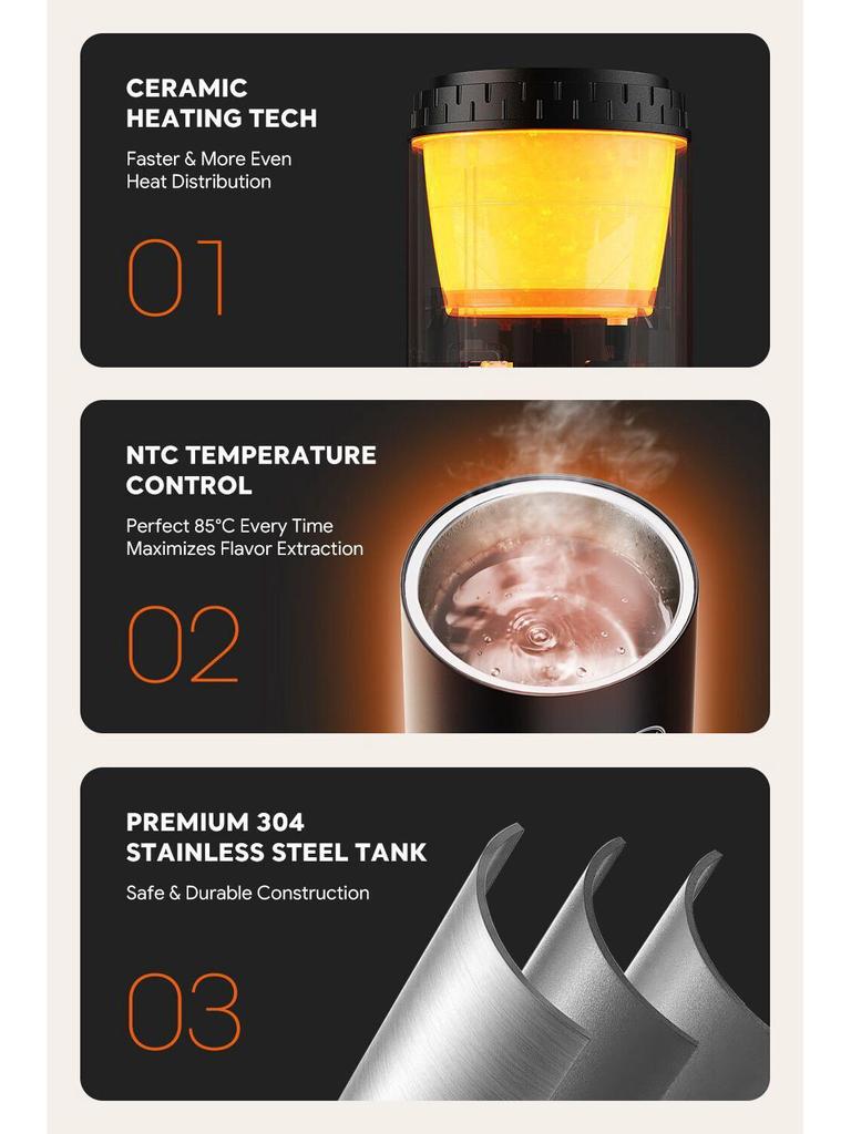 New Portable Wireless Heated Espresso Machine - Fully Automatic for Capsule and Ground Coffee