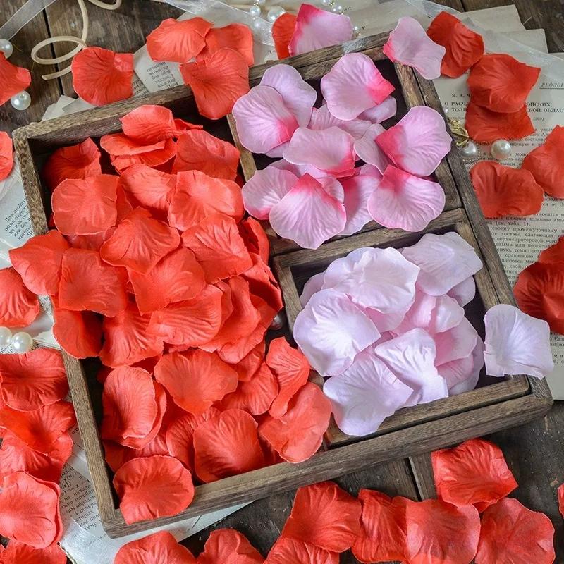 עלי ורדים מלאכותיים וידוי אהבה קישוט לחתונה פרחים מפוזרים ביד יום האהבה הצעת נישואין קישוט רומנטי לחדר חתונה