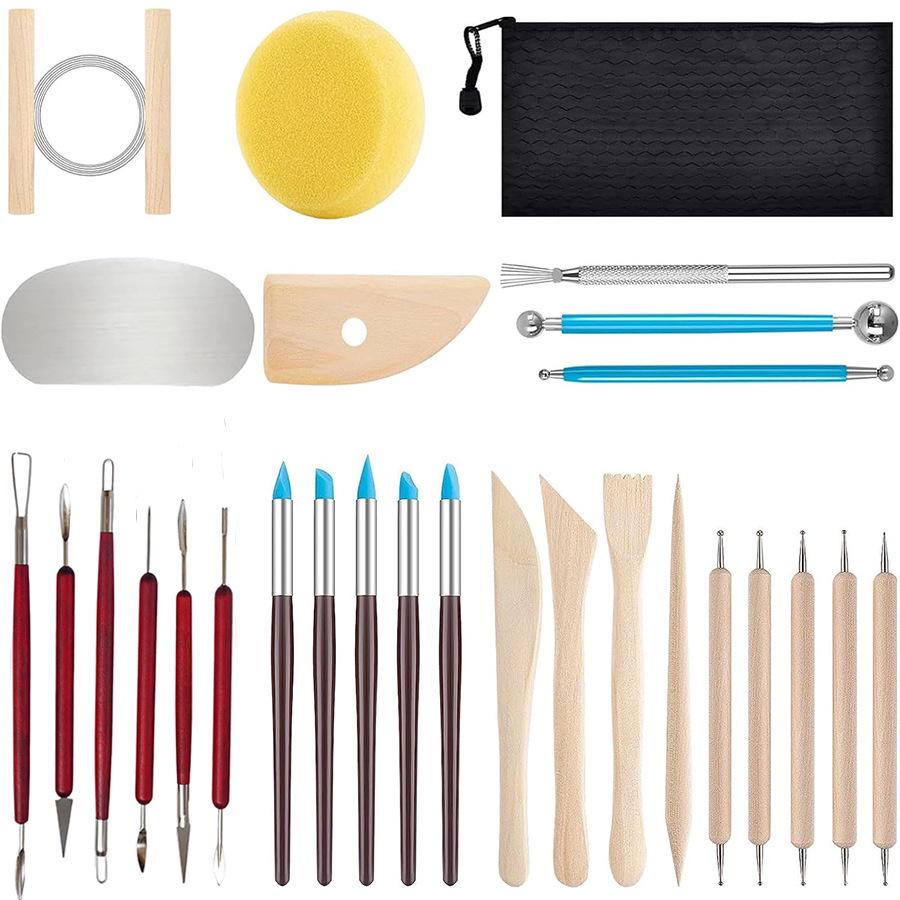 61/43/24-piece Clay Pottery and Sculpture Carving Tool Set for Soft Polymer Modeling
