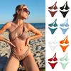 1Set Bikini Women's Solid-color One-shoulder  Tobikini Swimsuit