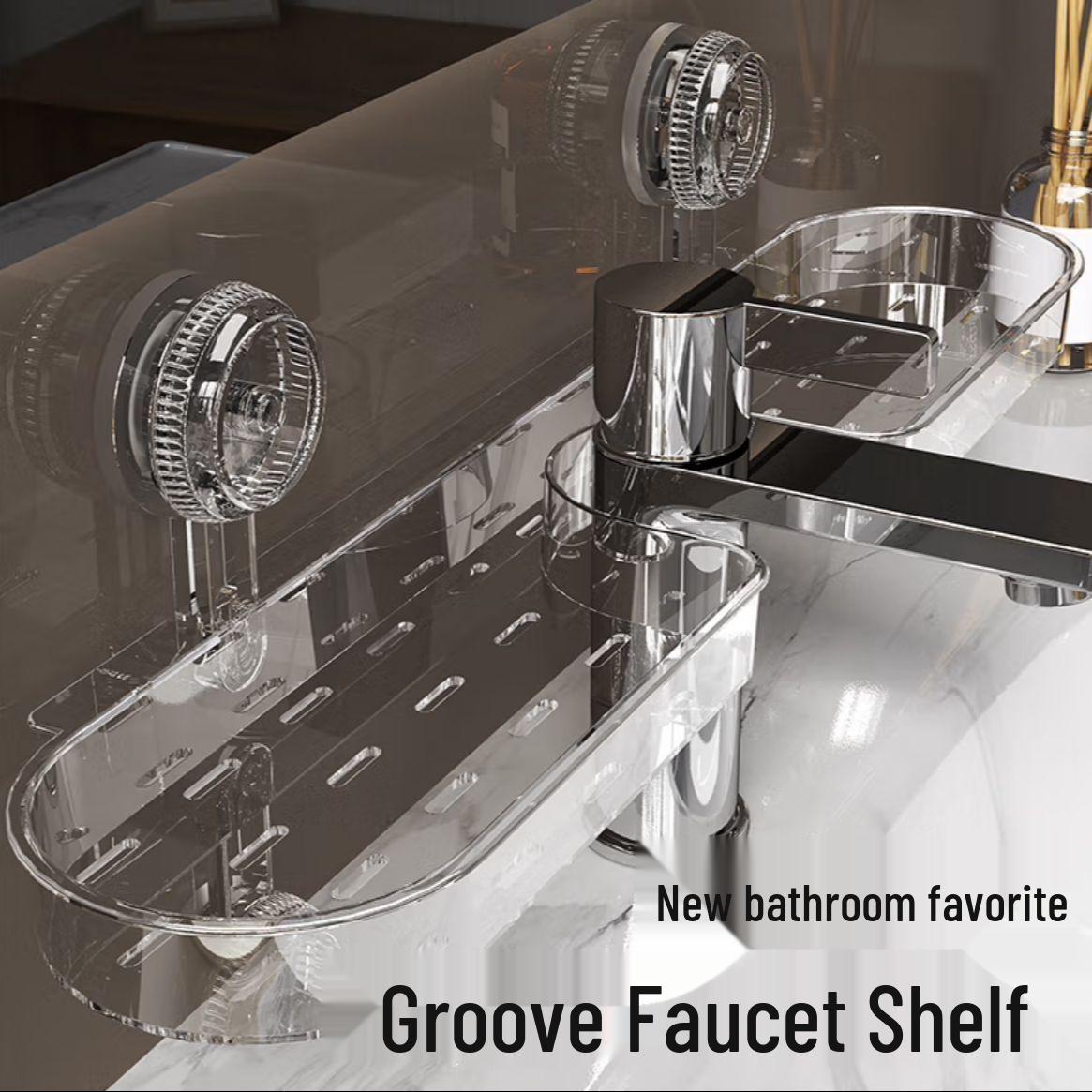 

Detachable Suction Cup Bathroom Faucet Shelf Wall-Mounted Punch-Free Drip-Free Storage Rack
