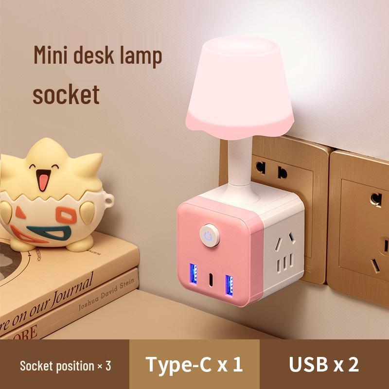 Multifunktionaler USB-Würfel Nachtlicht-Steckdose mit Schlafzimmerlampe