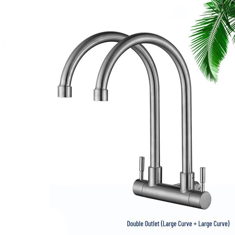 TLXT Wall-Mounted Stainless Steel Kitchen Faucet