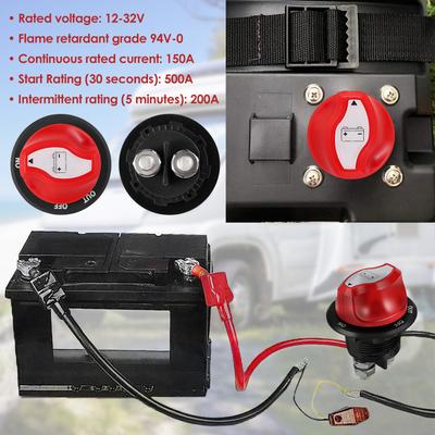 150A 100A Car Battery Disconnect Switch 12V-48V Battery Power Isolator Cut Off Switch for Auto Car RV ATV Boat Truck Vehicles