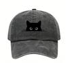 Small Black Cat Print Retro Street Feng Shui Wash Men and Women Baseball Cap Casual Outdoor Sun Hat