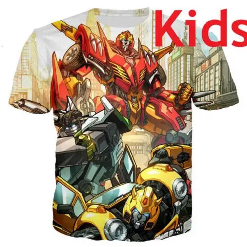 Kids Summer Transformation Robot 3d Print Boys T-shirts Kids Autobots Tees Children Summer Short Tops
